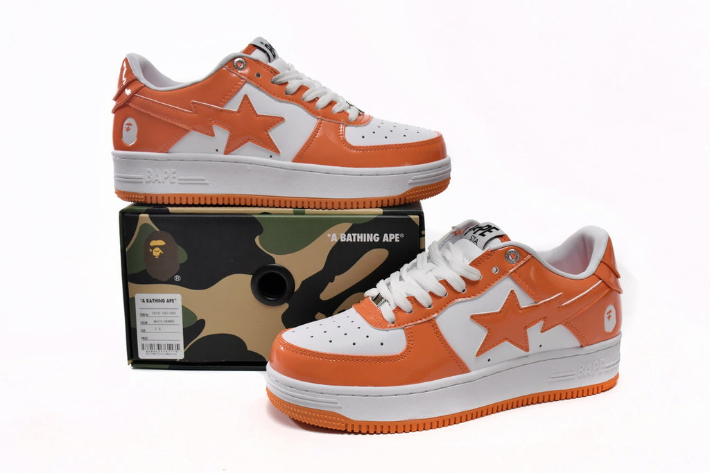 A BATHING APE BAPE STA Low White & Orange Men's Sneakers