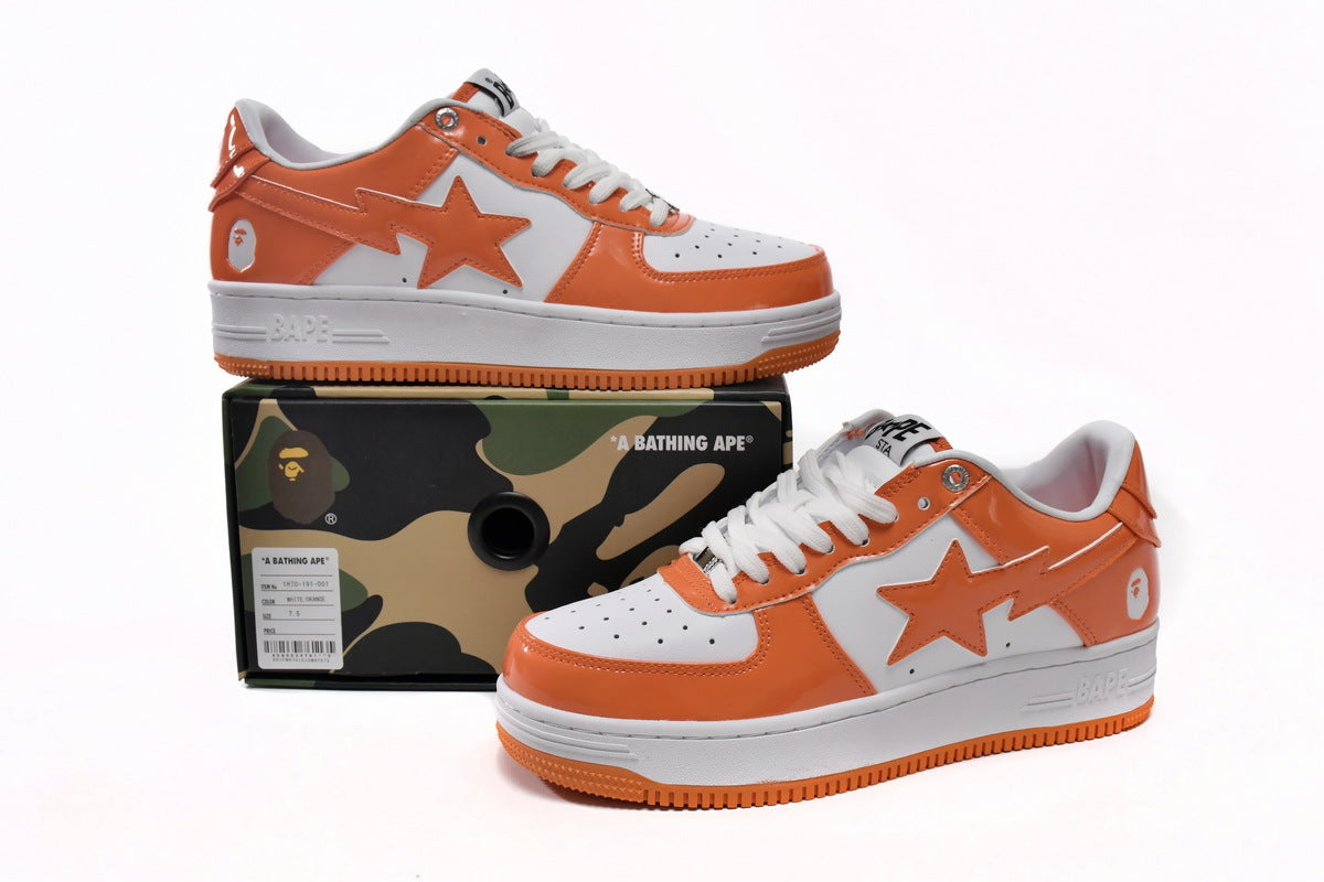 A BATHING APE BAPE STA Low White & Orange Men's Sneakers