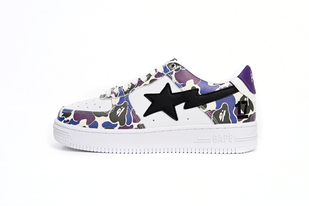 A BATHING APE BAPE STA Low White Purple Color Spray