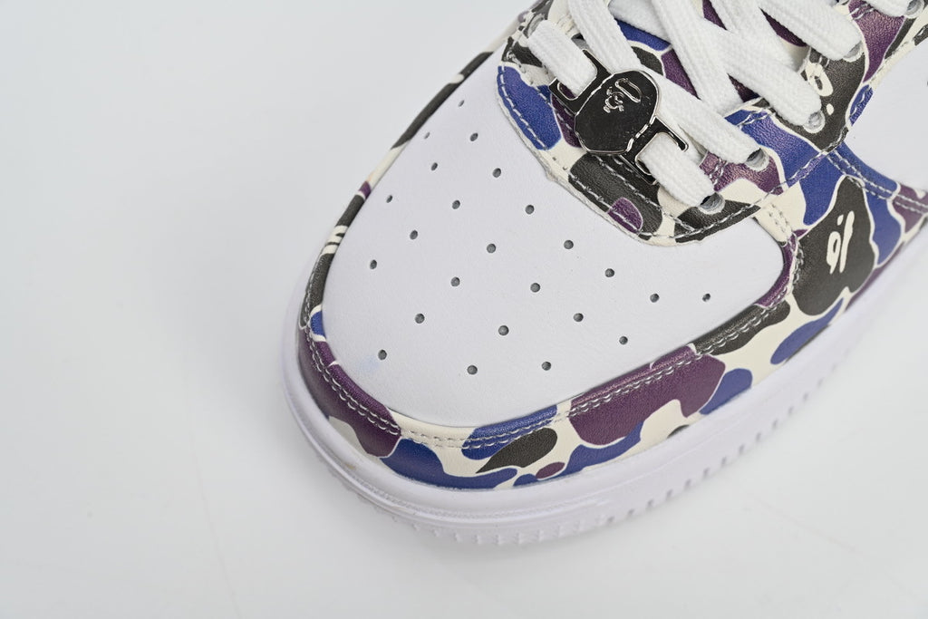 A BATHING APE BAPE STA Low White Purple Color Spray