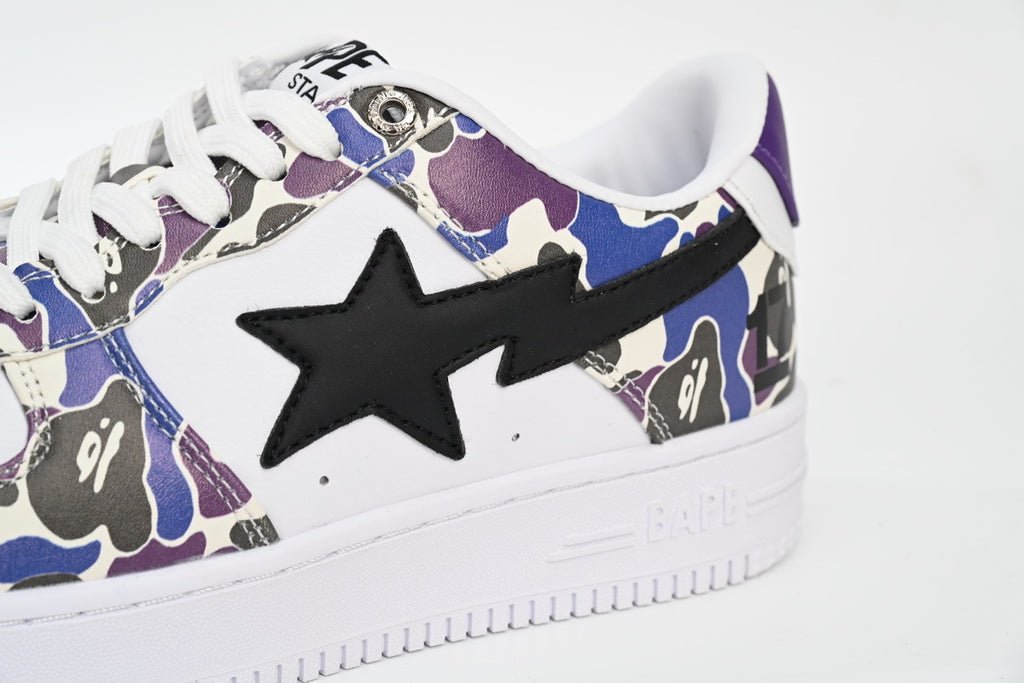 A BATHING APE BAPE STA Low White Purple Color Spray