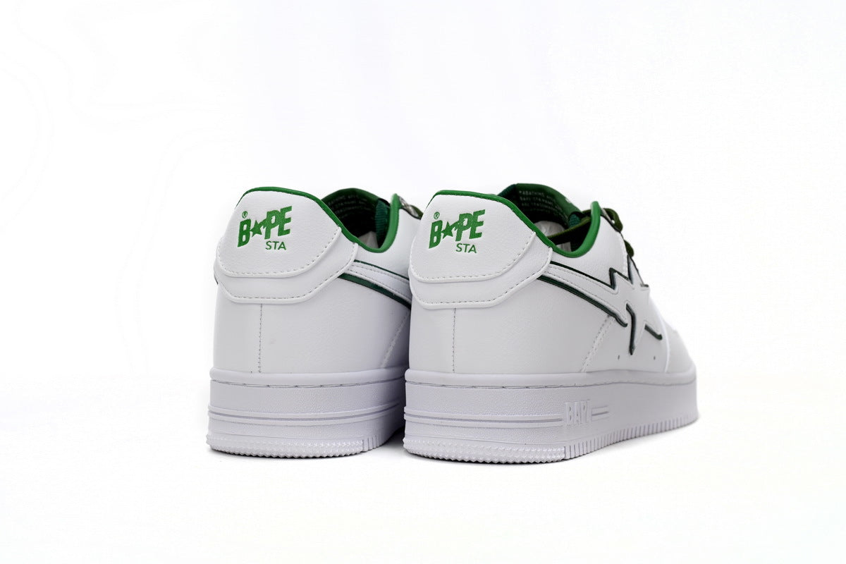 A BATHING APE BAPE STA Low White Green Edge