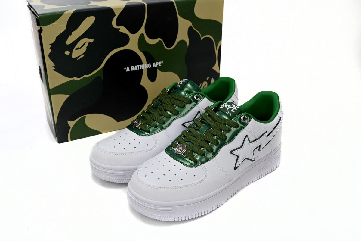 A BATHING APE BAPE STA Low White Green Edge