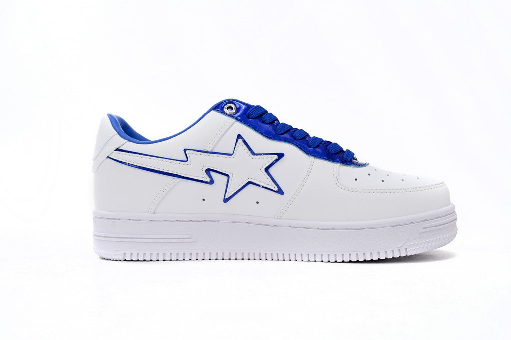 A BATHING APE BAPE STA Low White and Blue Border Sneakers