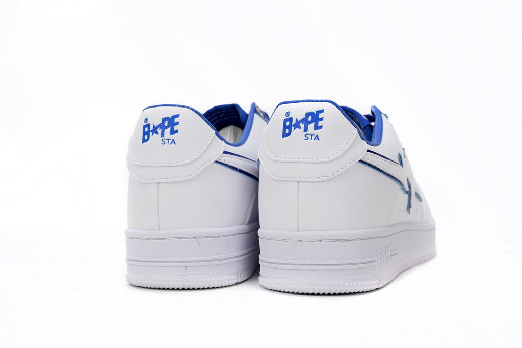 A BATHING APE BAPE STA Low White and Blue Border