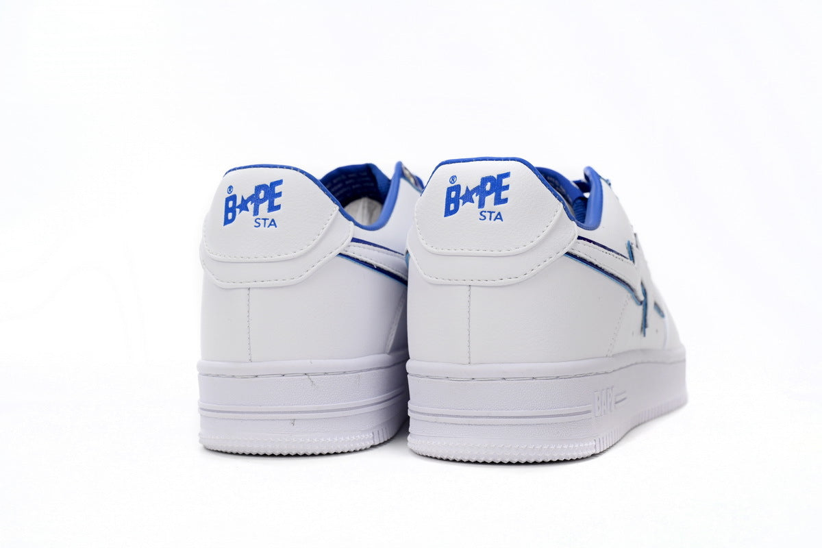 A BATHING APE BAPE STA Low White and Blue Border