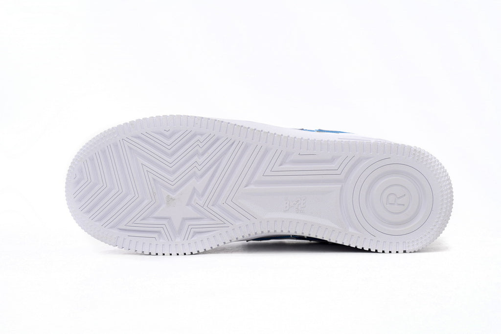 A BATHING APE BAPE STA Low White and Blue Border