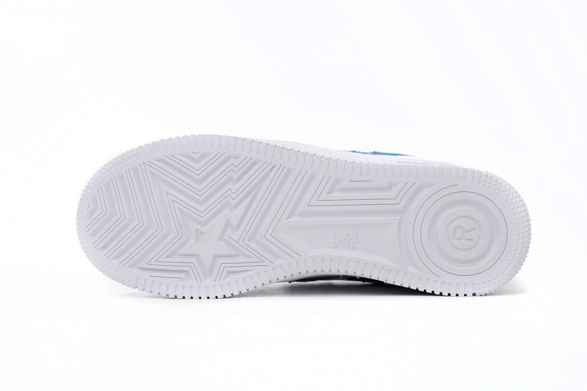 A BATHING APE BAPE STA Low White and Blue Border