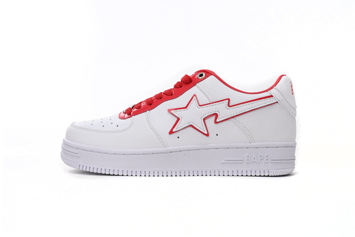 A BATHING APE BAPE STA Low White Red Border Sneakers