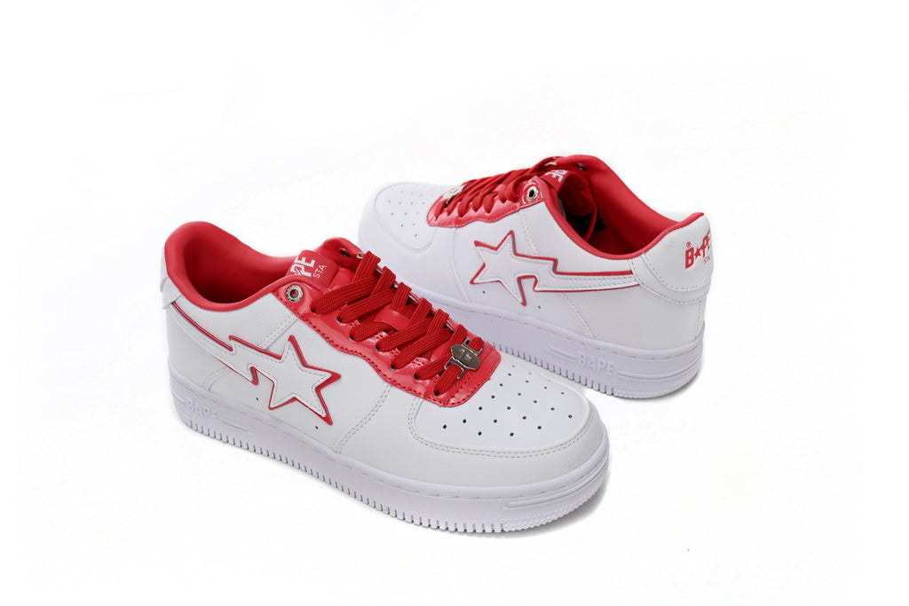 A BATHING APE BAPE STA Low White Red Border Sneakers