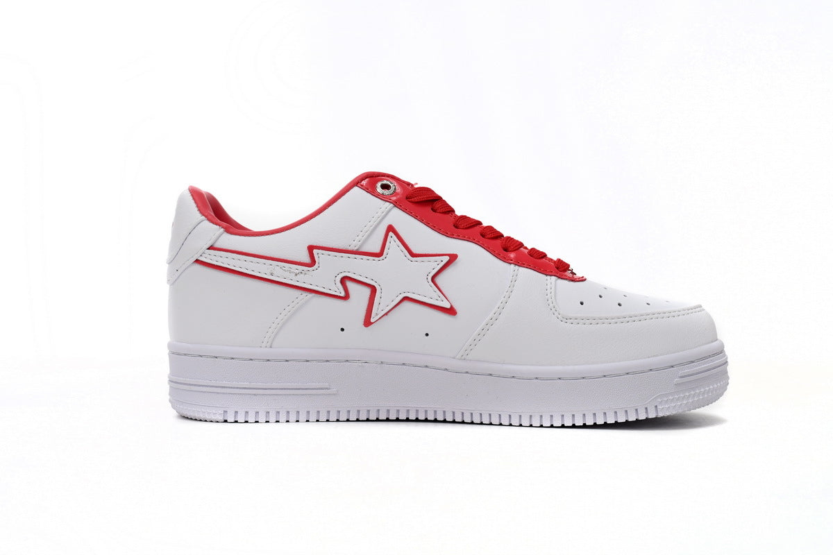 A BATHING APE BAPE STA Low White Red Border Sneakers