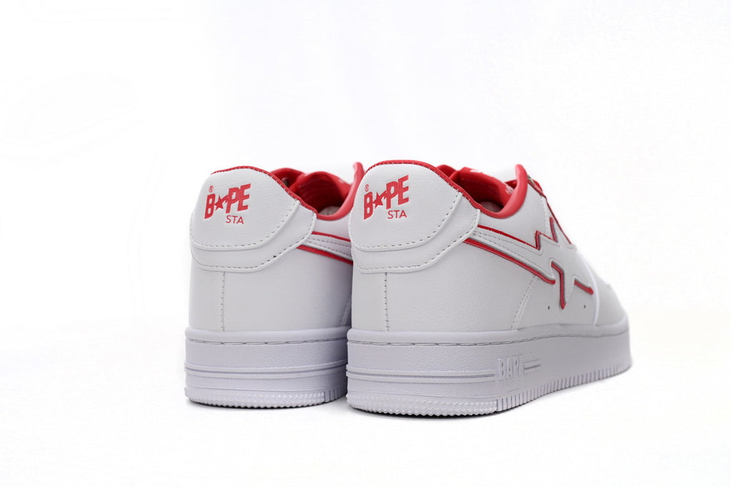 A BATHING APE BAPE STA Low White & Red Border Men's Sneakers