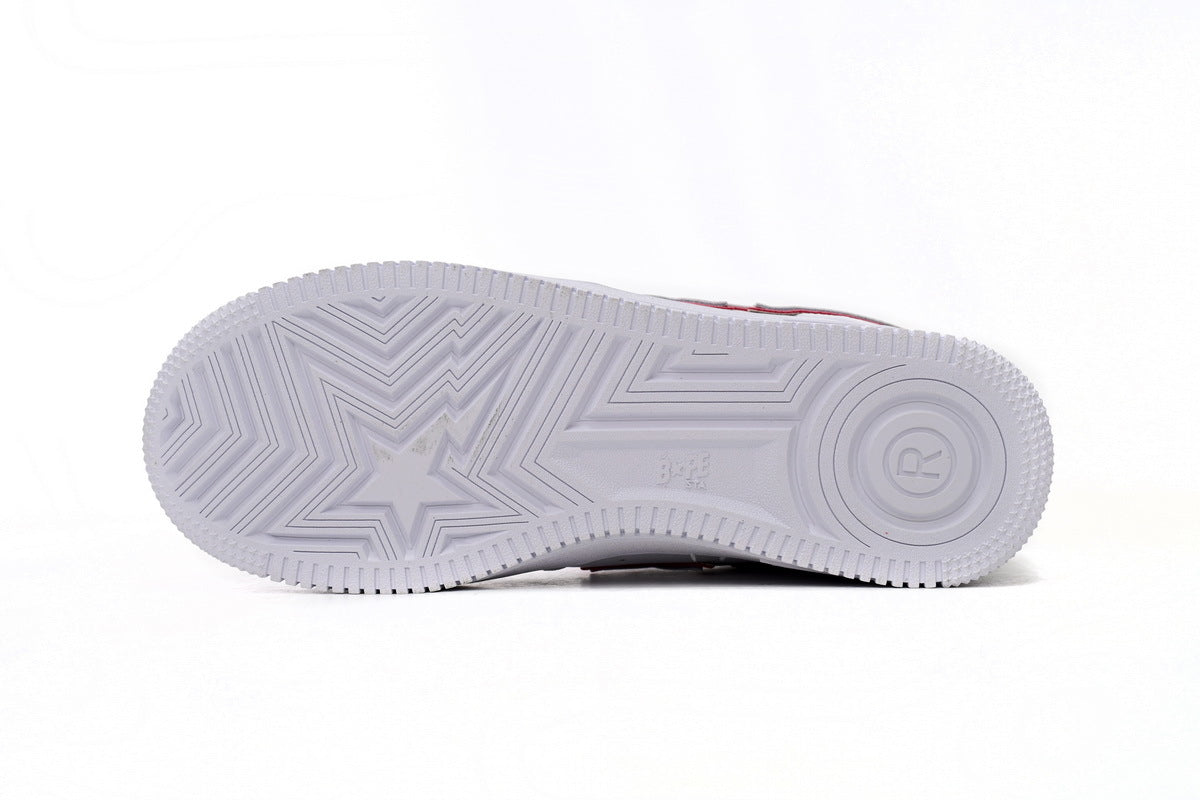A BATHING APE BAPE STA Low White & Red Border Men's Sneakers