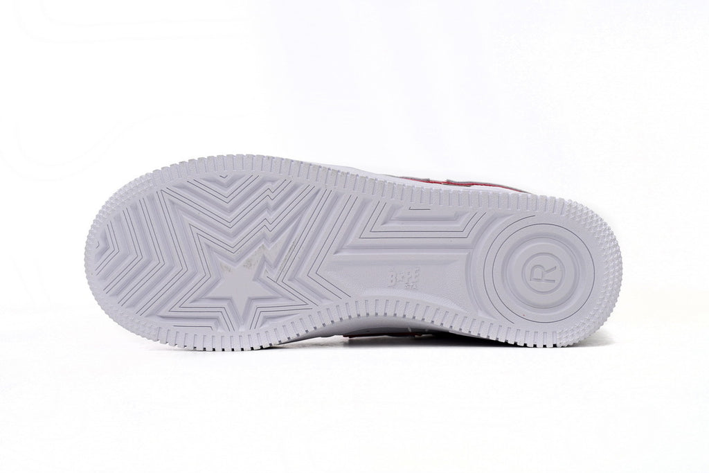 A BATHING APE BAPE STA Low White Red Border Sneakers