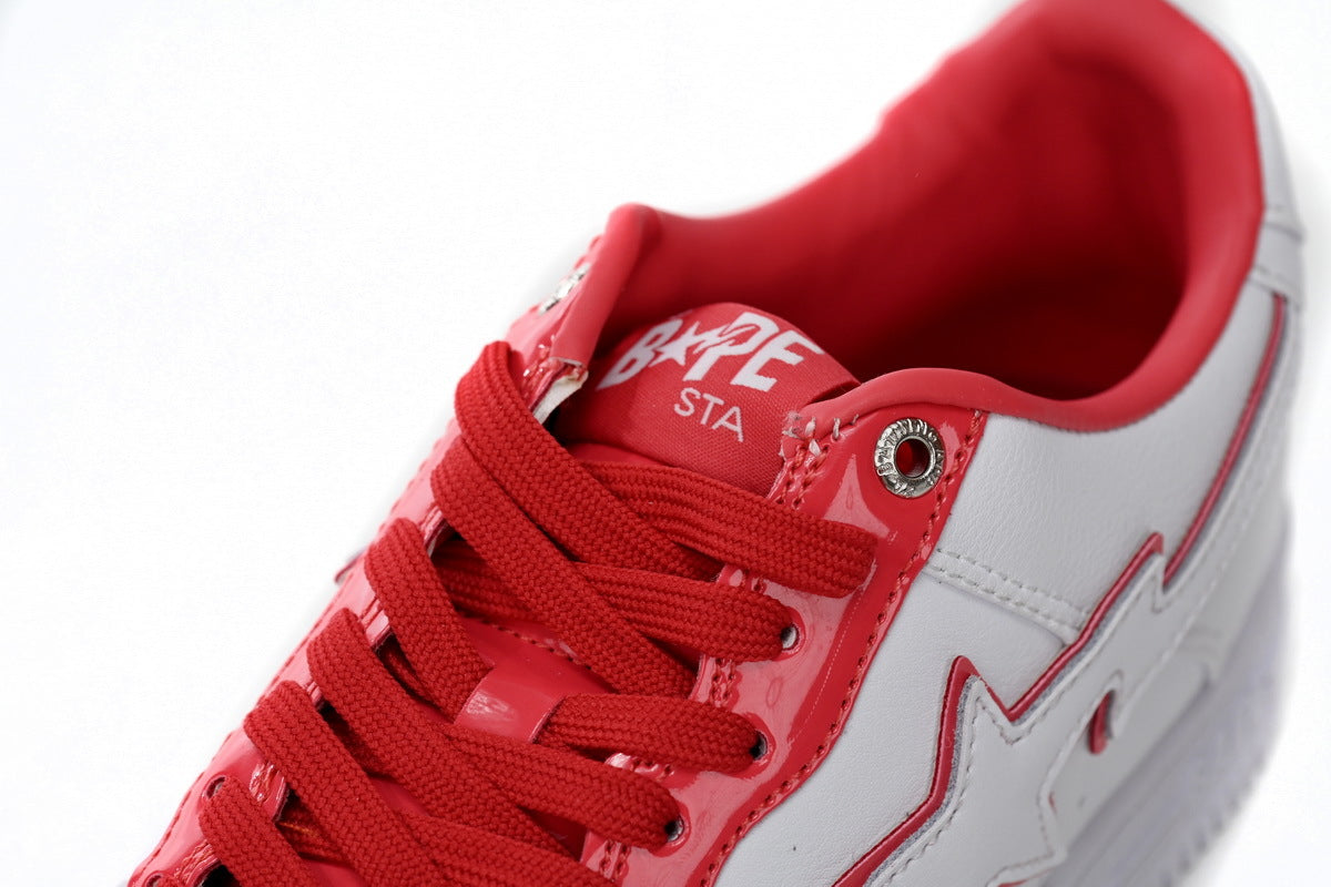 A BATHING APE BAPE STA Low White & Red Border Men's Sneakers