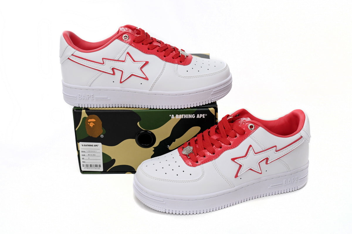 A BATHING APE BAPE STA Low White & Red Border Men's Sneakers