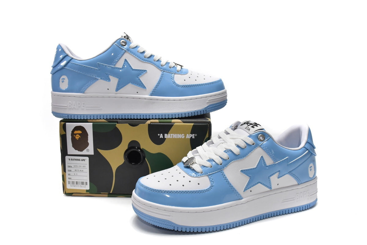 A BATHING APE BAPE STA Low White Blue Sneakers