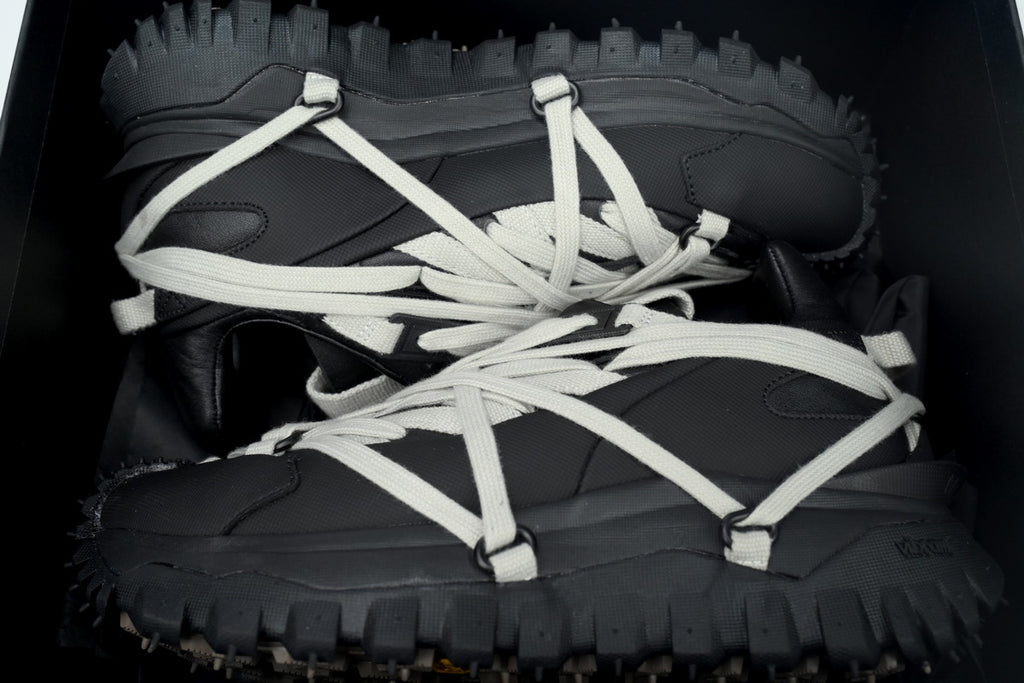 Moncler x Rick Owens Trailgrip Megalace Black Leather Sneakers