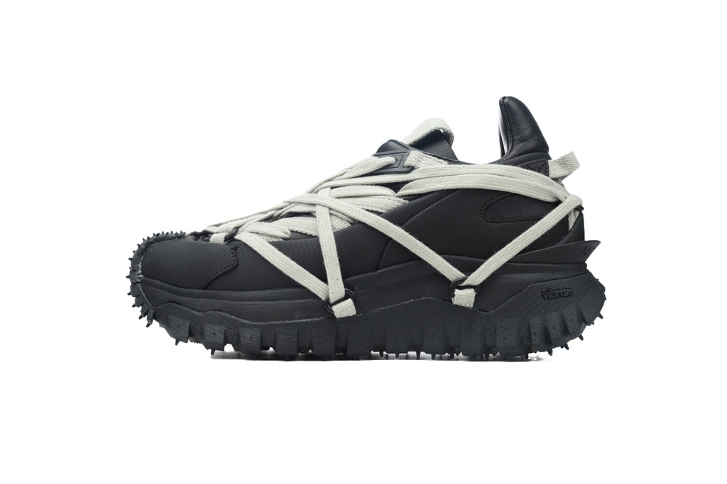 Moncler x Rick Owens Trailgrip Megalace Black Leather Sneakers
