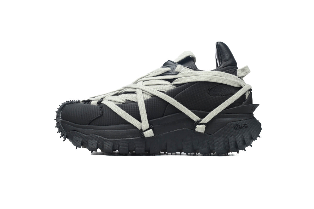 Moncler x Rick Owens Trailgrip Megalace Black Leather Sneakers