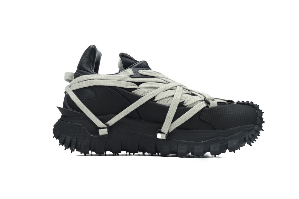 Moncler x Rick Owens Trailgrip Megalace Black Leather Sneakers