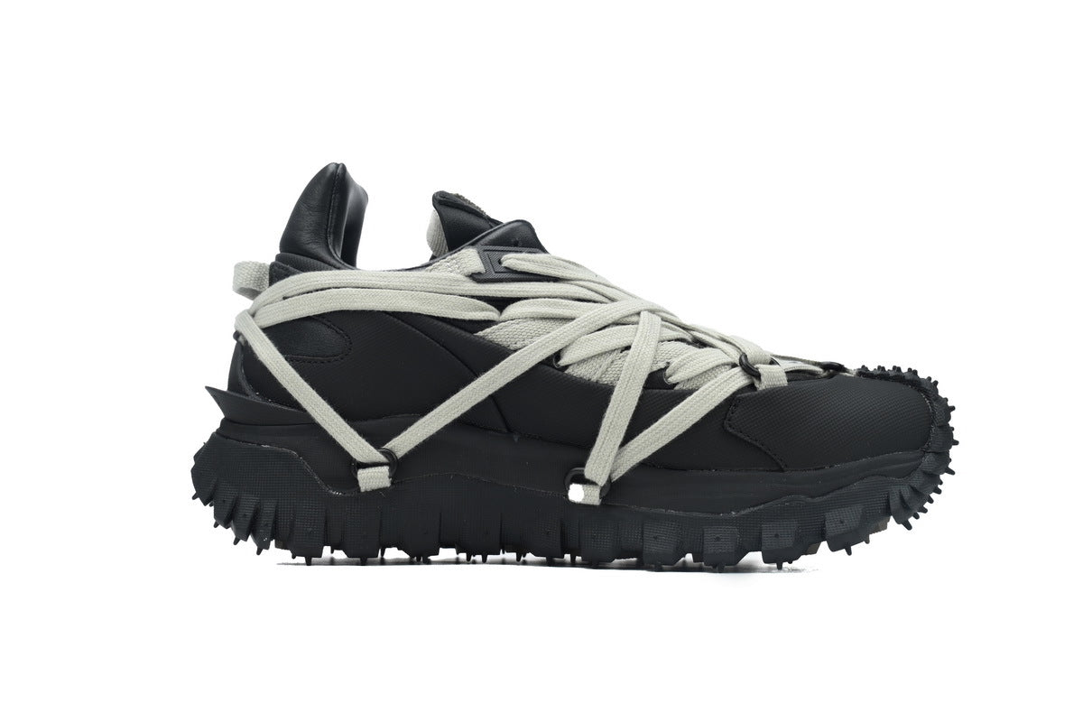 Moncler x Rick Owens Trailgrip Megalace Black Leather Sneakers