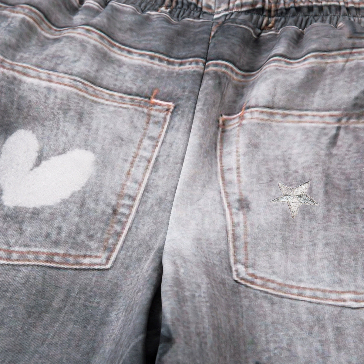 Fashion workwear jeans high street embroidery loose wide pants