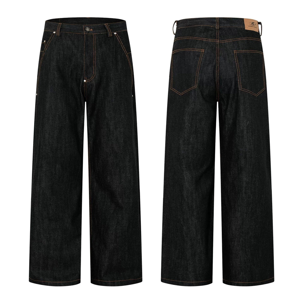 Fashion workwear jeans high street embroidery loose wide pants
