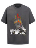 Fashion printed solid color T-shirt