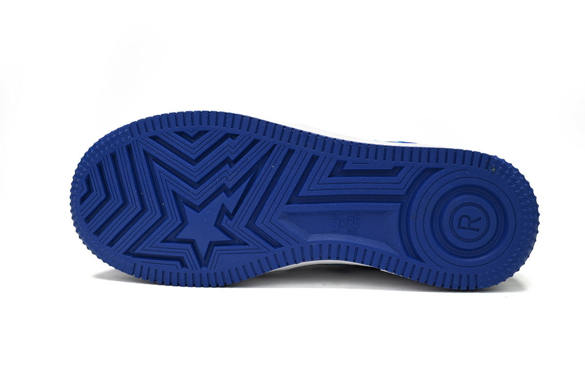 A BATHING APE BAPE STA Low Blue and White Mirror Finish Sneakers