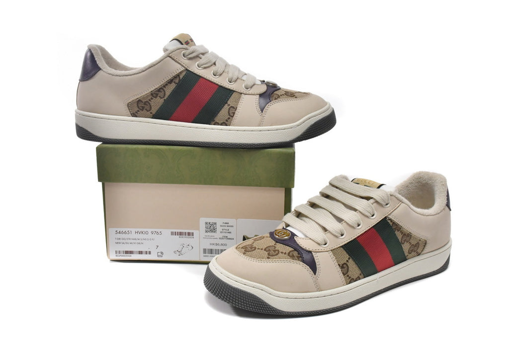 Gucci Screener Apricot Textile Sneakers