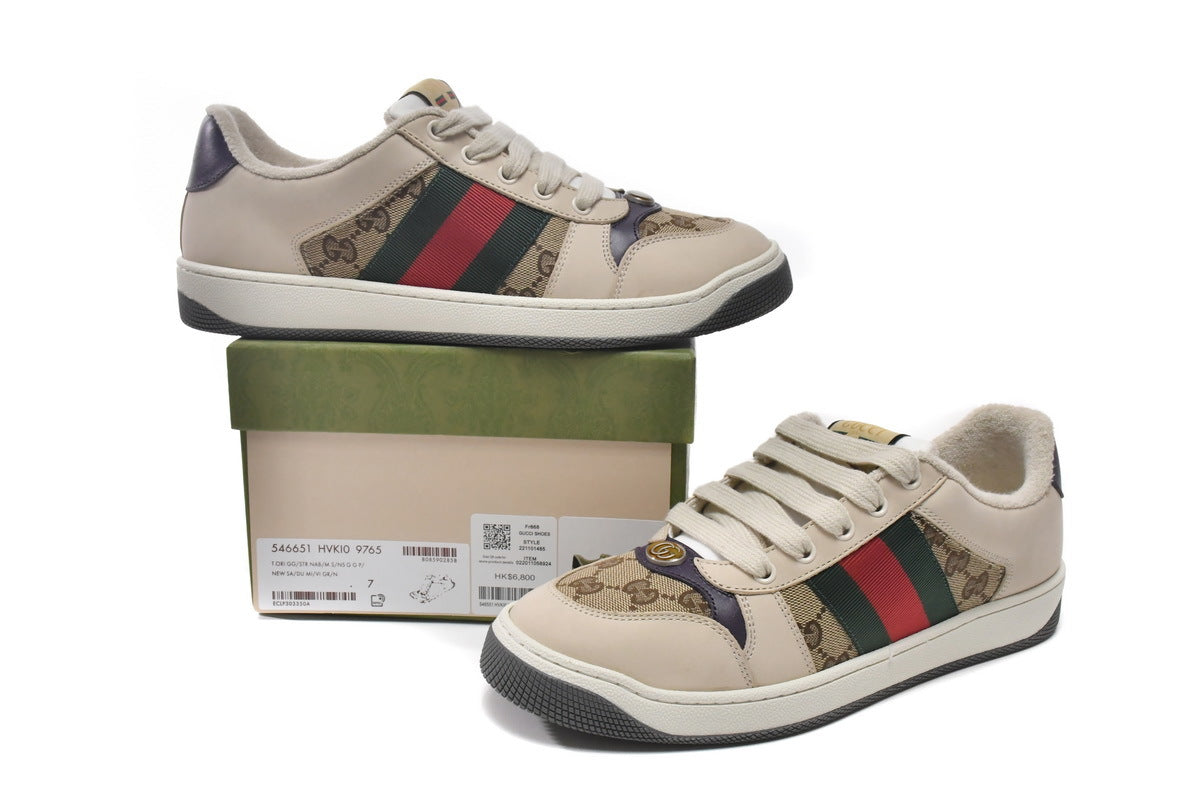 Gucci Screener Apricot Textile Sneakers
