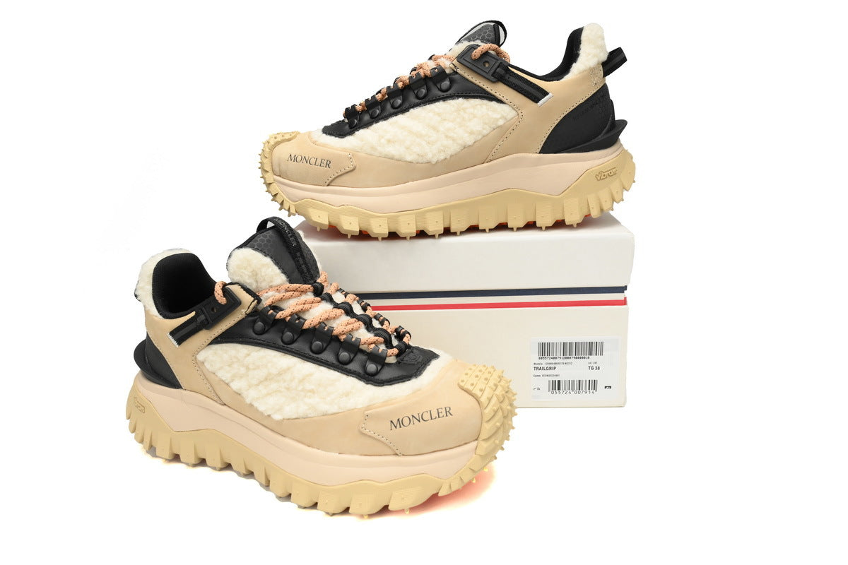 Moncler Trailgrip Black Khaki Velvet Sneakers