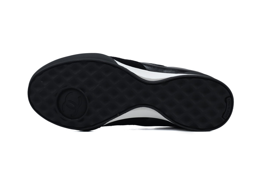 Chanel Black Quilted Suede Low-Top Sneakers