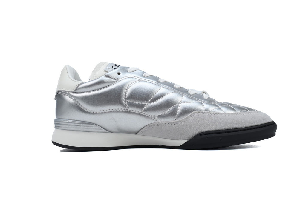 Chanel Silver Quilted Leather Sneakers