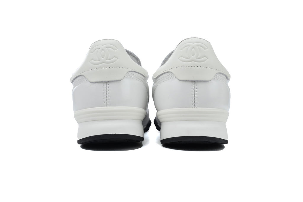Chanel White Quilted Leather & Suede Sneakers