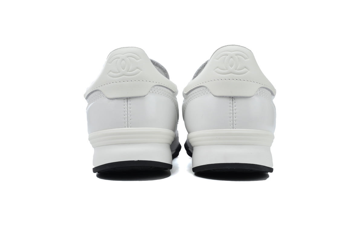 Chanel White Quilted Leather & Suede Sneakers
