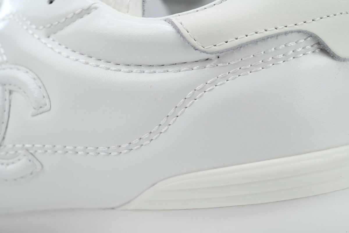 Chanel White Quilted Leather & Suede Sneakers