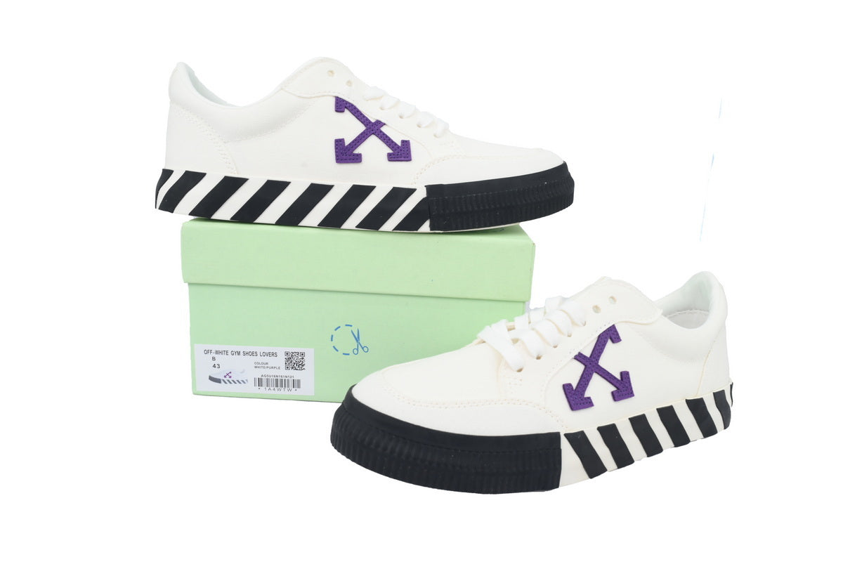 Off-White Vulc Low White Purple Canvas Sneakers