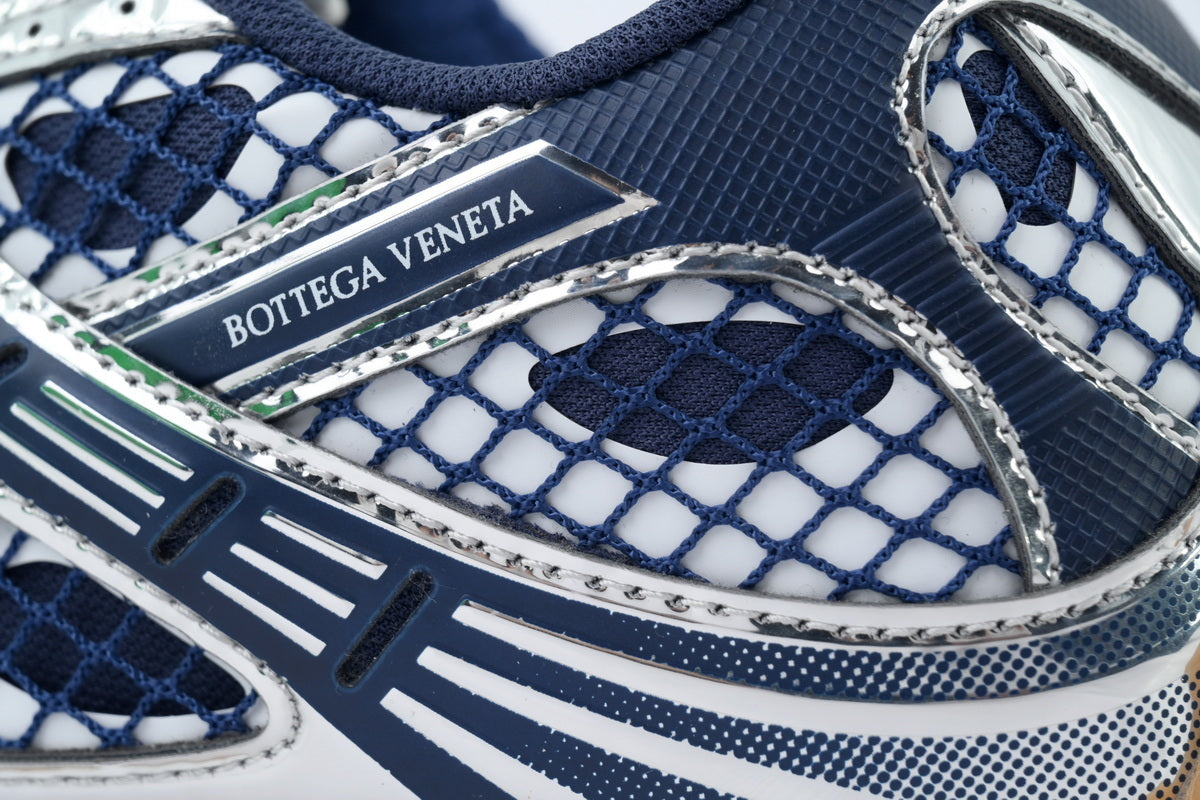 Bottega Veneta Orbit Deep Blue Silver Mesh Sneakers