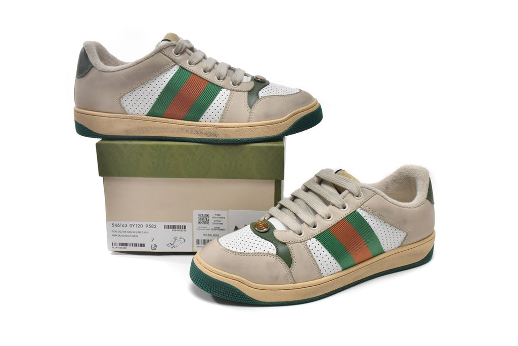 Gucci Screener White Perforated Leather Sneakers