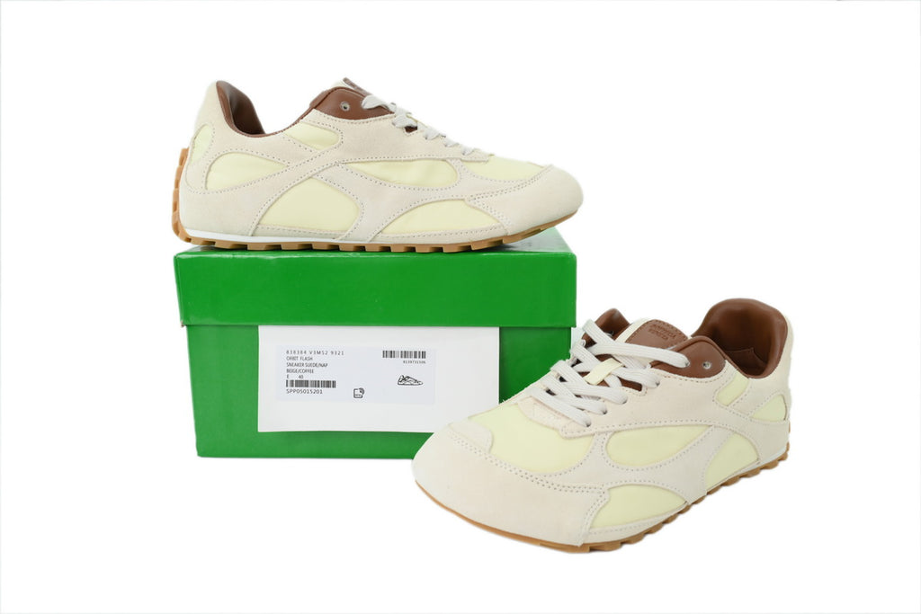 Bottega Veneta Orbit Flash Sneakers – Beige/Coffee