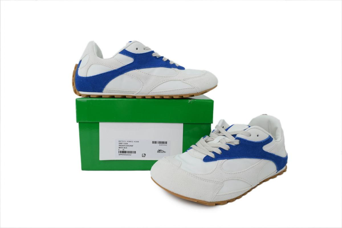 Bottega Veneta Orbit Flash Sneakers – White/Blue