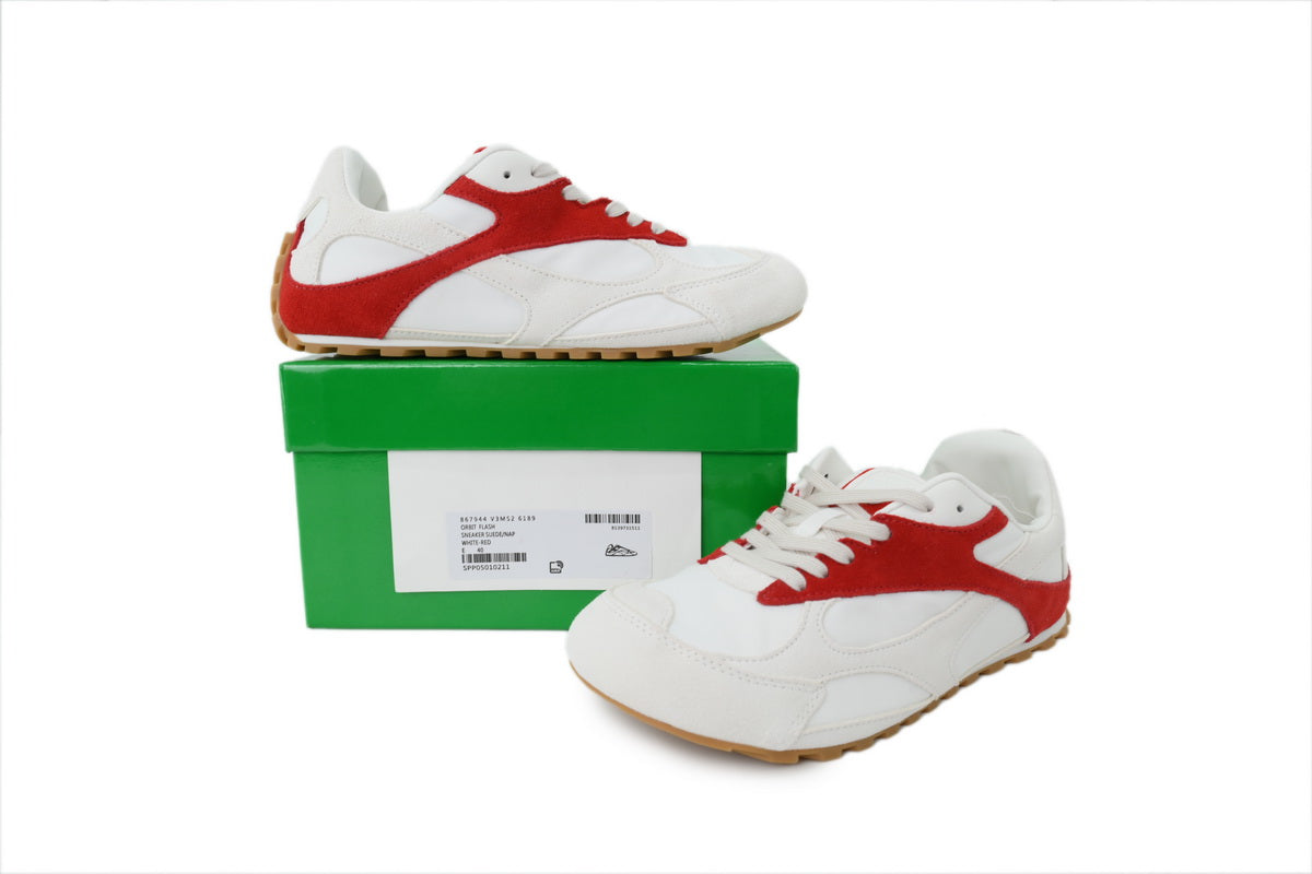Bottega Veneta Orbit Flash Sneakers – White/Red