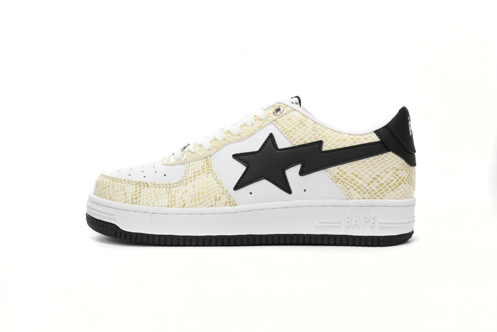 A BATHING APE BAPE STA Low White Snake-Skin Pattern