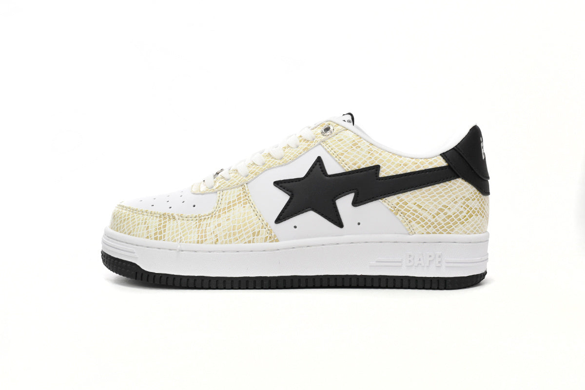 A BATHING APE BAPE STA Low White Snake-Skin Pattern
