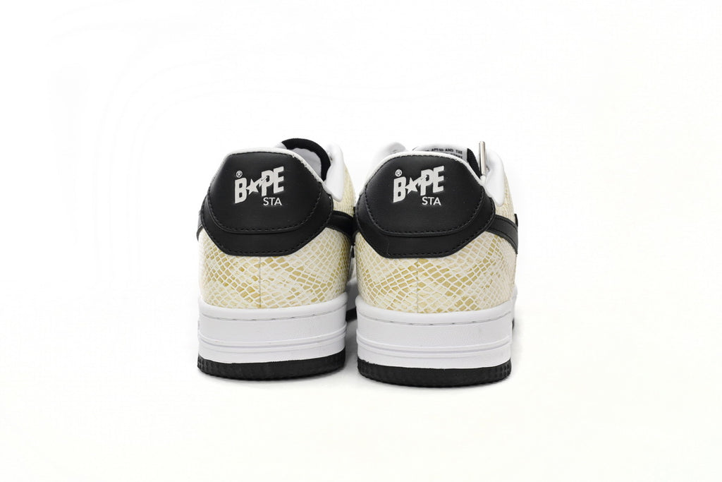 A BATHING APE BAPE STA Low White Snake-Skin Pattern