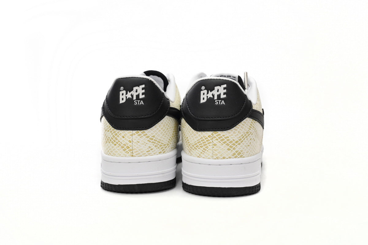 A BATHING APE BAPE STA Low White Snake-Skin Pattern