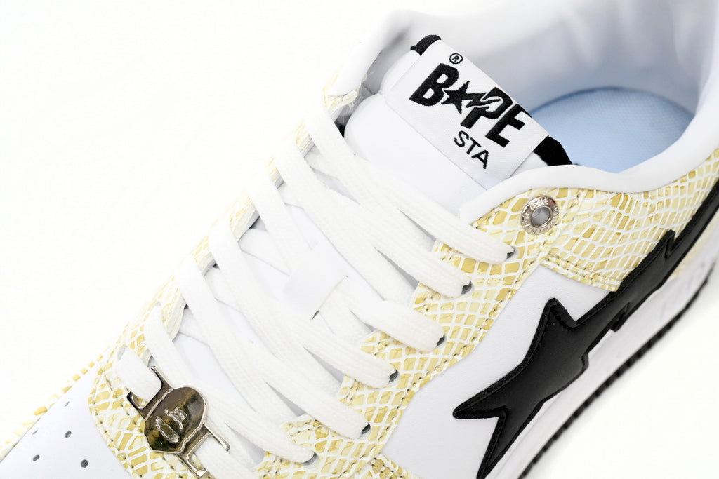 A BATHING APE BAPE STA Low White Snake Skin Pattern Sneakers