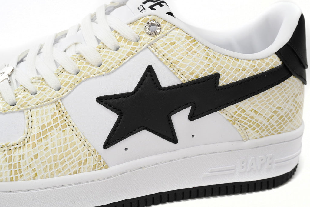 A BATHING APE BAPE STA Low White Snake-Skin Pattern